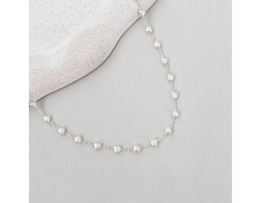 Choker Corações Pérola Prata 925 - 8601 - MEDALS