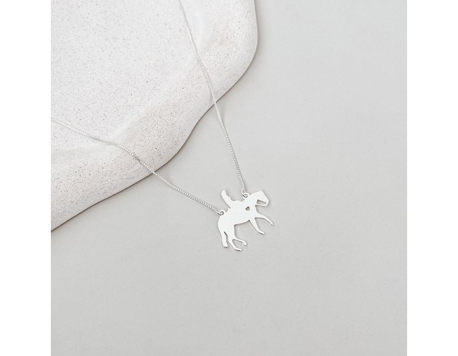 Colar Mulher e Cavalo Prata 925 - 8616 - MEDALS