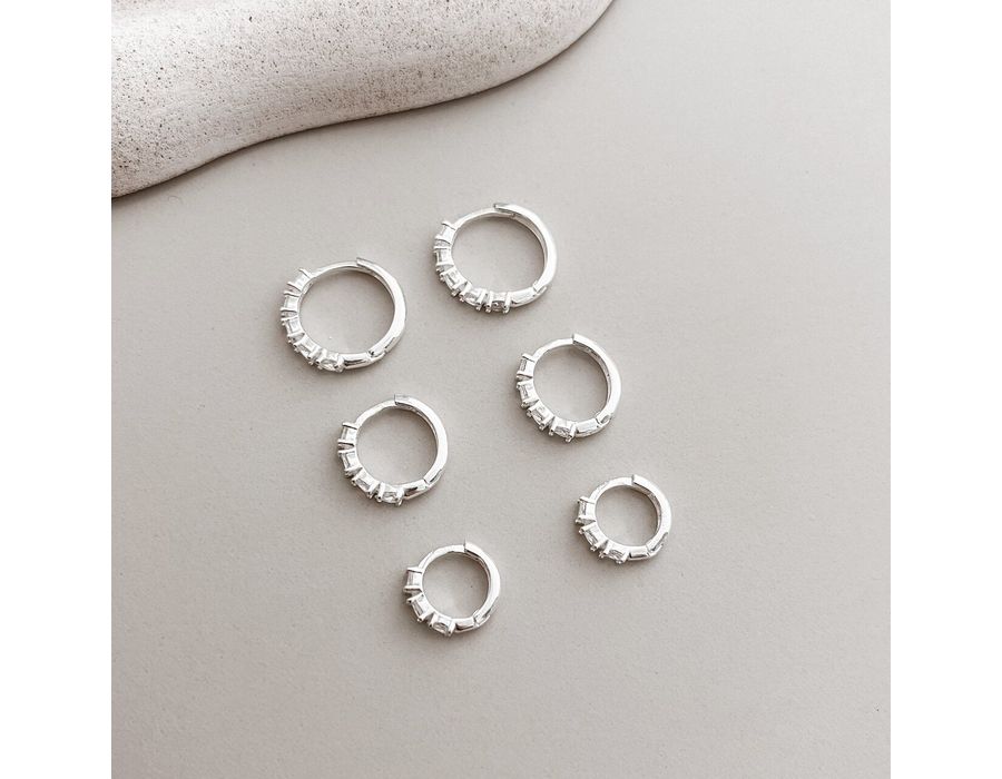 Trio Argola Click Cravejada Prata 925 - 8066 - MEDALS STORE