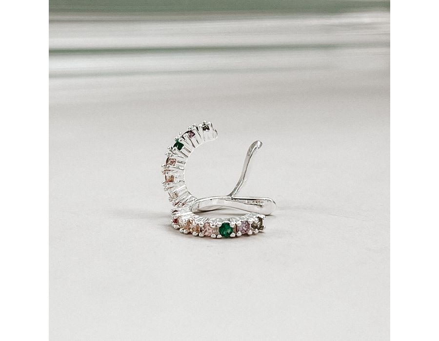 Piercing Fake Colorido Cravejado Prata 925 - 8184 - MEDALS