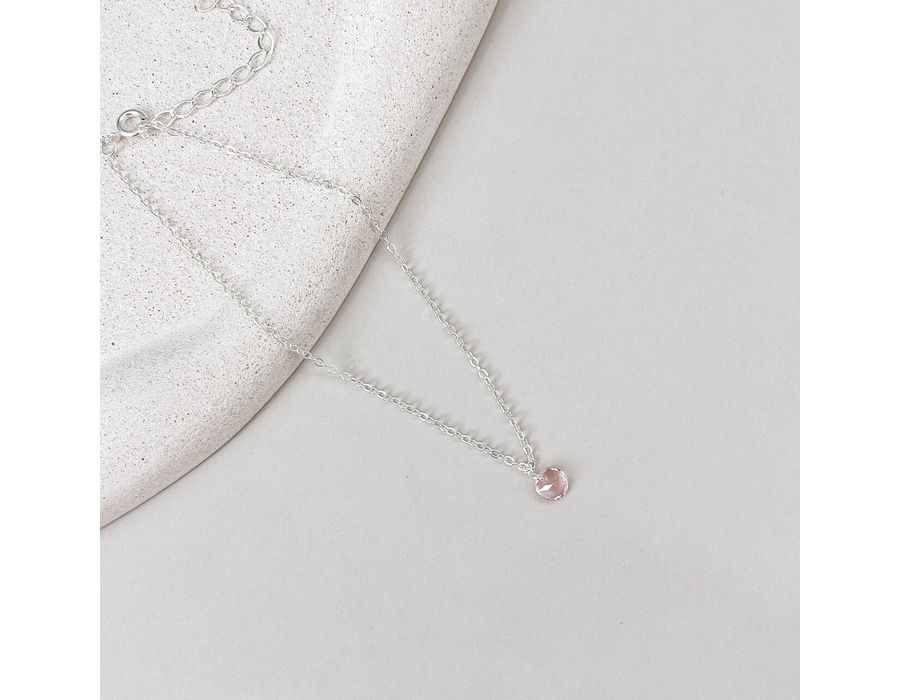 Tornozeleira Pedra Rosa Prata 925 - 8190 - MEDALS