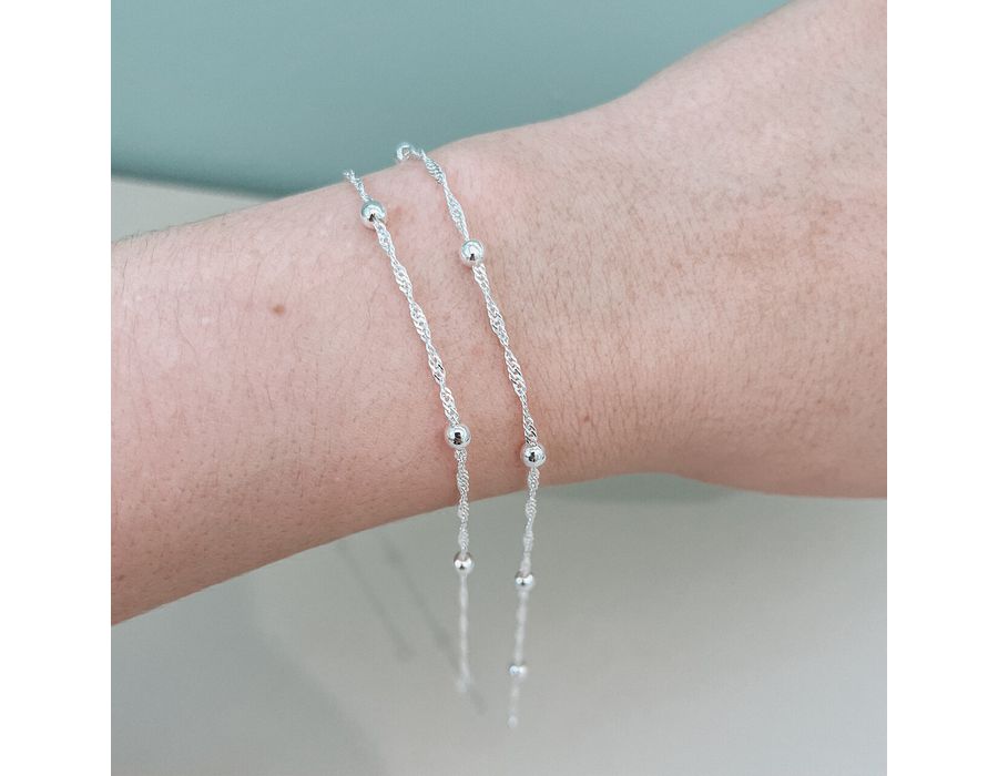 Pulseira Singapura Com Bolinha Prata 925 - 8167 - MEDALS