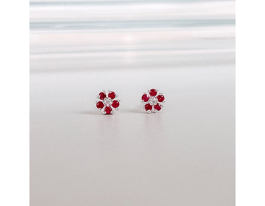 Brinco Flor Rosa Prata 925 - 8312 - MEDALS