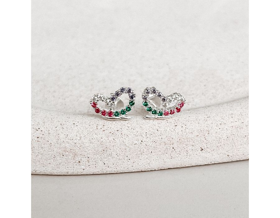 Brinco Borboleta Colorida Prata 925 - 8326 - MEDALS