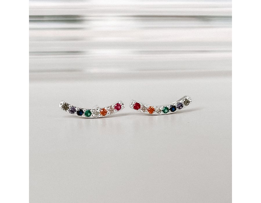 Brinco Palito Colorido Prata 925 - 8306 - MEDALS