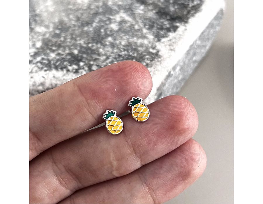 Brinco Abacaxi Prata 925 - 6053 - MEDALS STORE