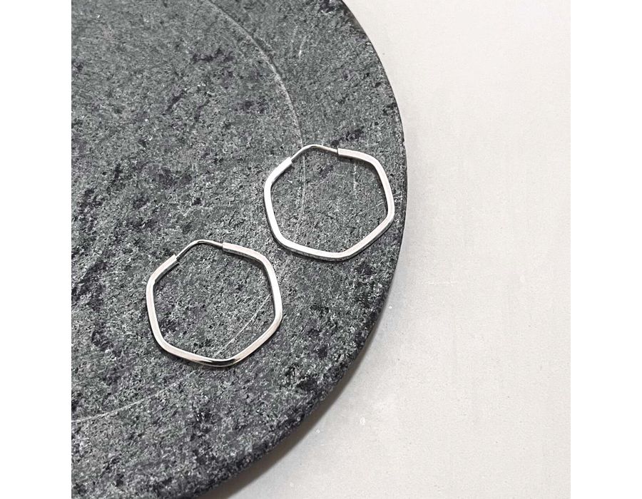  Argola Hexagonal 22 mm Prata 925 - 3841 - MEDALS STORE