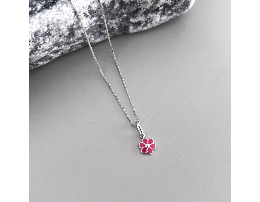 Colar Flor Rosa Prata 925 - 5039 - MEDALS STORE