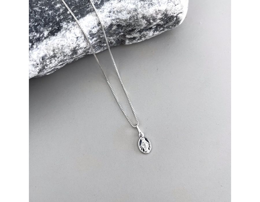 Colar Nossa Senhora Das Graças Mini Prata 925 - 50... - MEDALS STORE