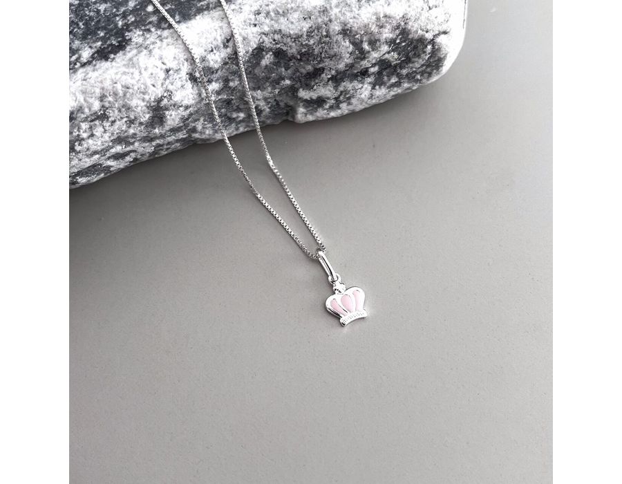 Colar Coroa Rosa Prata 925 - 5055 - MEDALS STORE