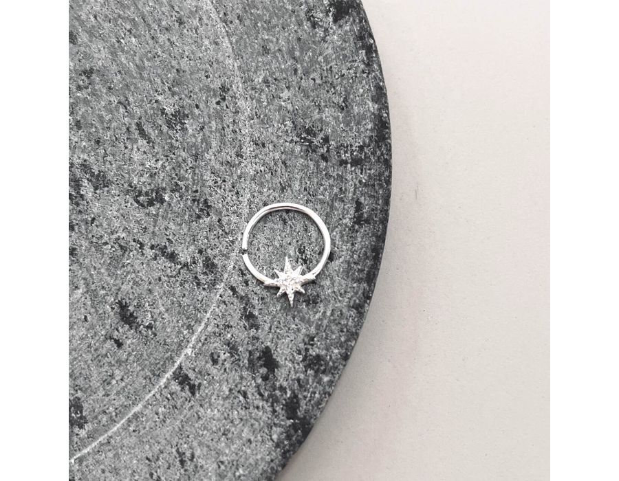 Piercing Daith Estrela Cravejada Prata 925 - 3185 - MEDALS STORE