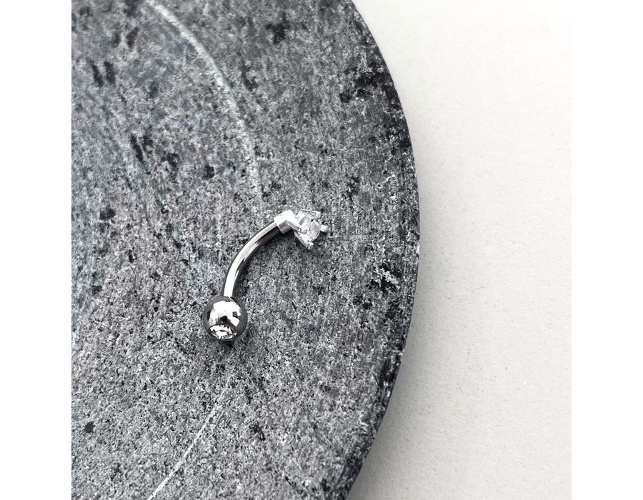 Piercing Umbigo Cristal Carre Prata 925 - 3464 - MEDALS STORE