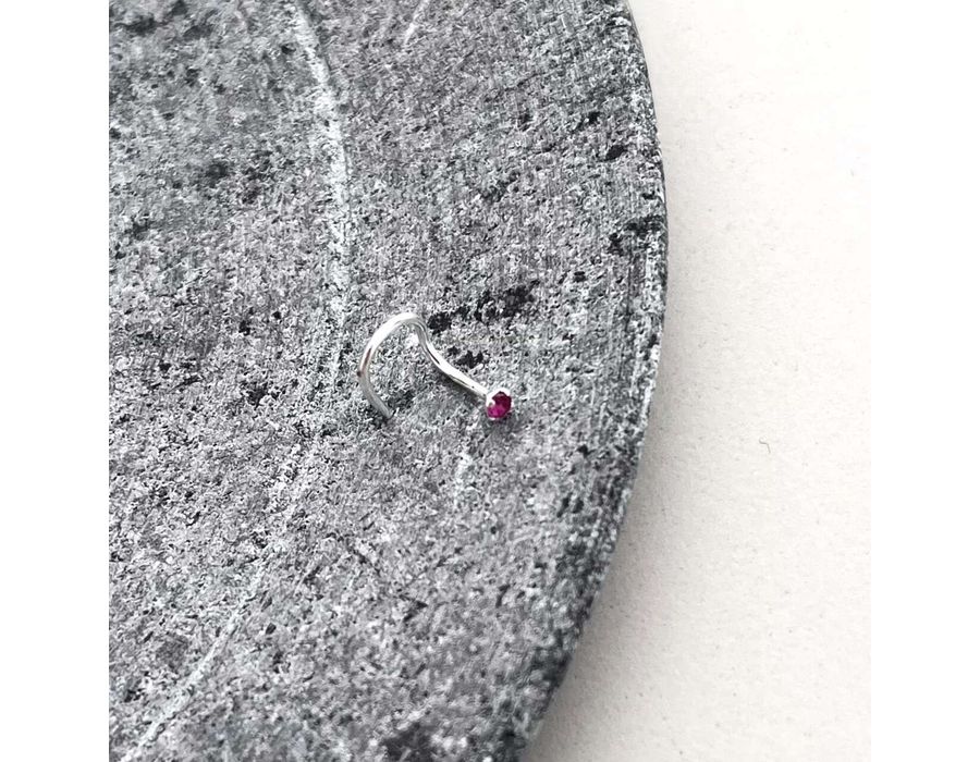 Piercing de Nariz Rosa Prata 925 - 4171 - MEDALS STORE