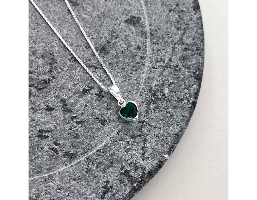 Colar Coração Verde 6mm Prata 925 - 3765 - MEDALS STORE