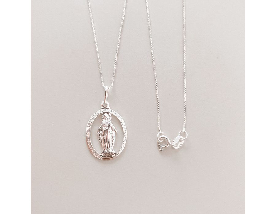 Colar Nossa Senhora Das Graças Prata 925 - 4116 - MEDALS STORE