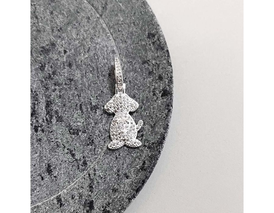 Pingente Cachorro Cravejado Prata 925 - 3167 - MEDALS STORE