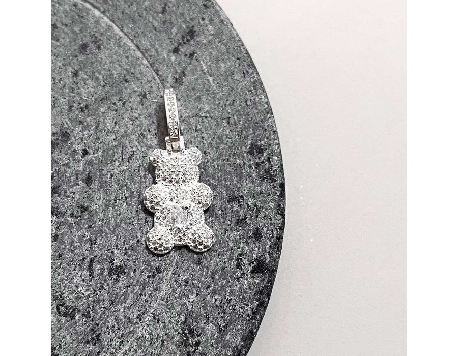 Pingente Urso Cravejado Cristal Prata 925 - 3168 - MEDALS STORE
