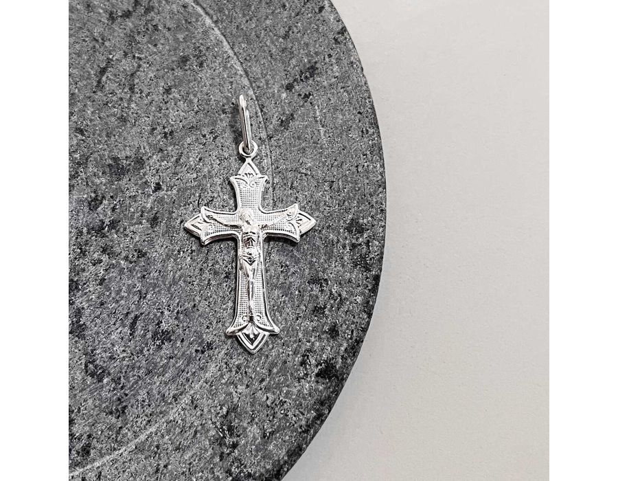 Pingente Cruz Cristo Trabalhada Prata 925 - 4131 - MEDALS STORE