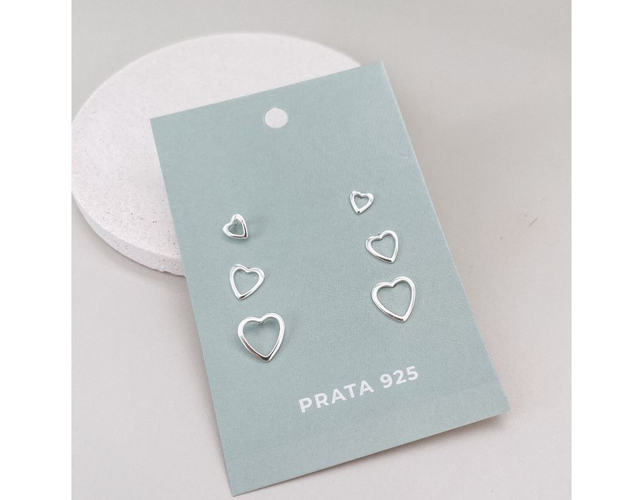 Trio Coração Vazado Prata 925 - 8072 - MEDALS