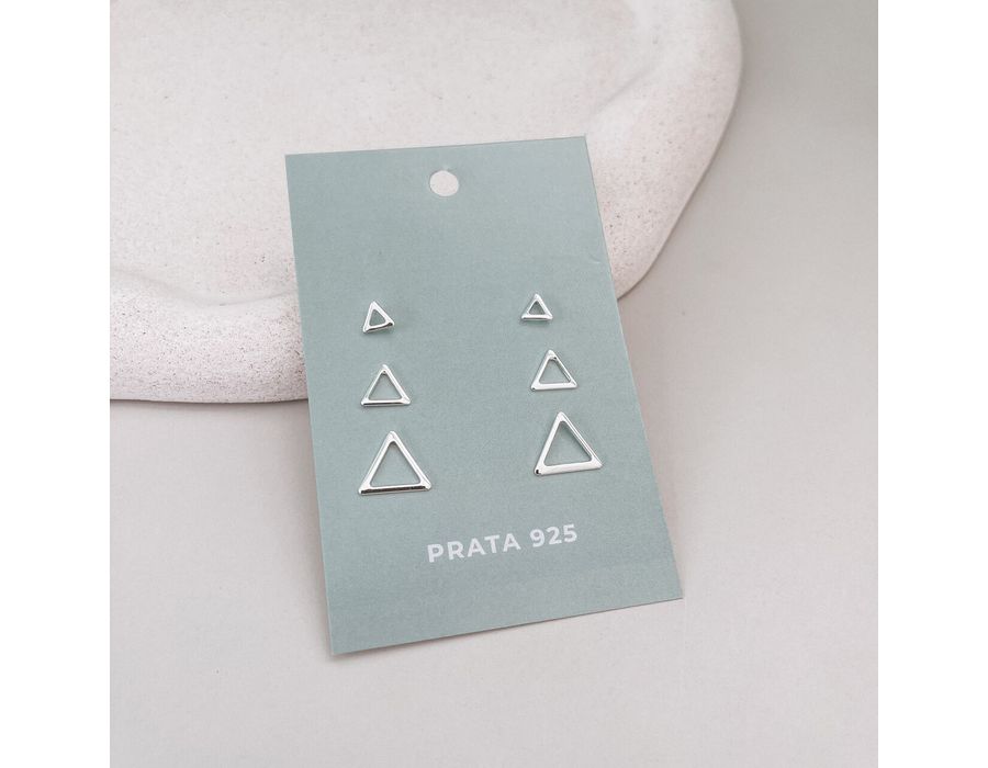 Trio Triangulo Vazado Prata 925 - 8074 - MEDALS