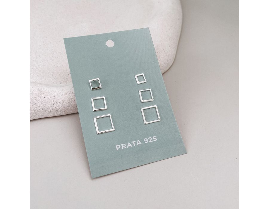 Trio Quadrado Prata 925 - 8075 - MEDALS