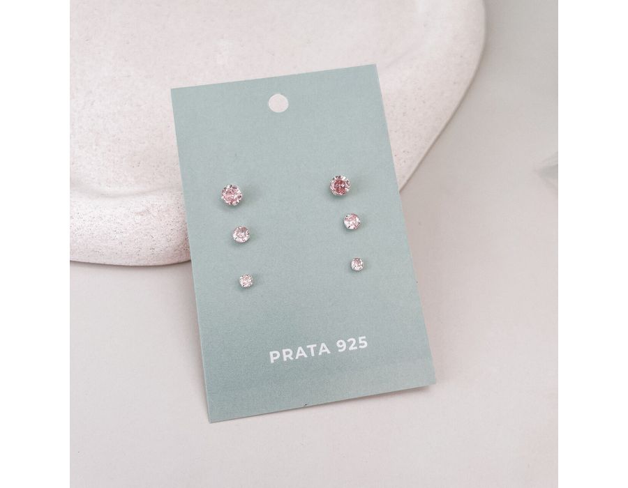 Trio Rosa Prata 925 - 8079 - MEDALS