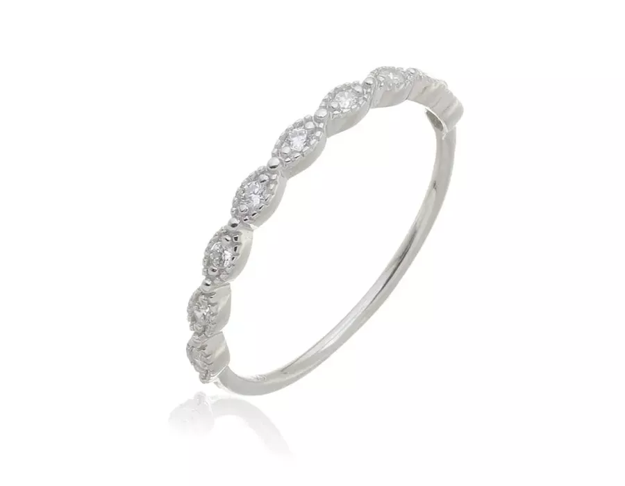 Anel Aparador Navete Cristal Prata 925 - 6165 - M S ACESSORIOS
