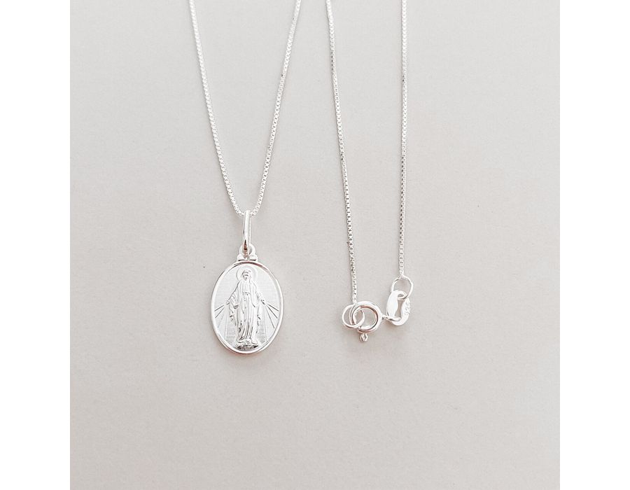Colar Nossa Senhora Das Graças P Prata 925 - 4102 - MEDALS STORE