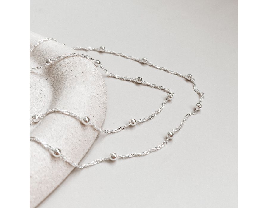 Corrente Singapura com Bolinha 45 cm Prata 925 - 8... - MEDALS