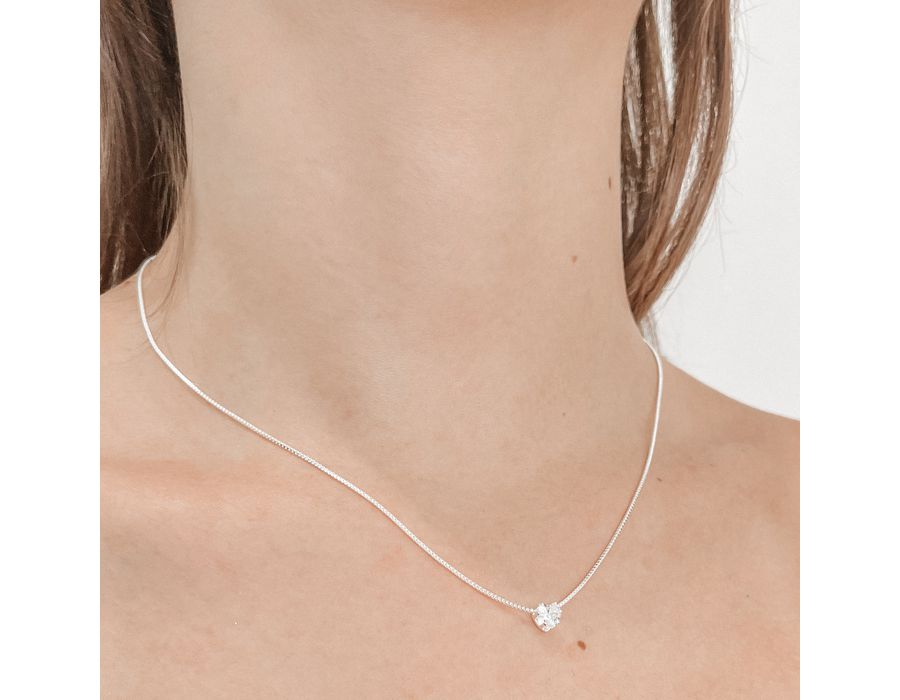 Colar Coração Ponto De luz Prata 925 - 8816 - MEDALS