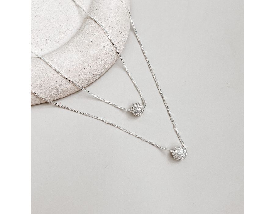 Colar Bolinha Cravejada Prata 925 - 8818 - MEDALS