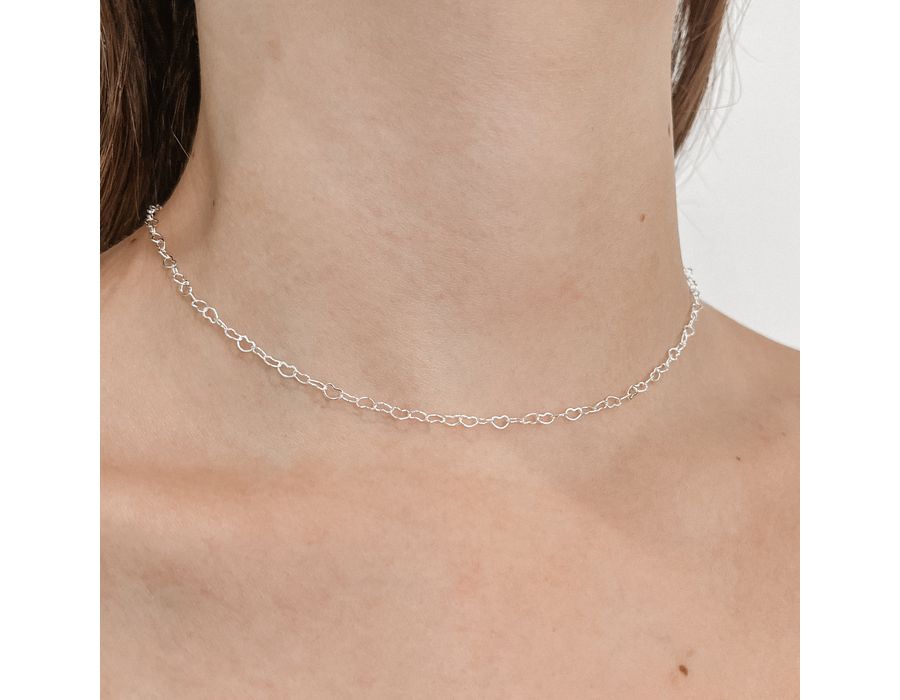 Corrente Elo Coração 45 cm Prata 925 - 8828 - MEDALS