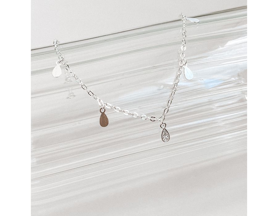 Tornozeleira Gotas Cravejadas Prata 925 - 8859 - MEDALS