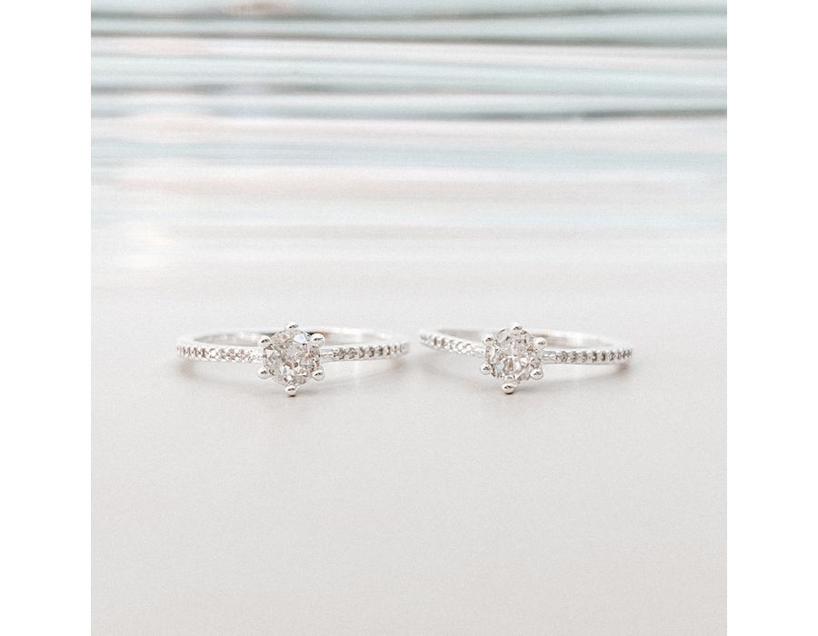 Anel Solitario Cravejado Prata 925 - 8870 - MEDALS