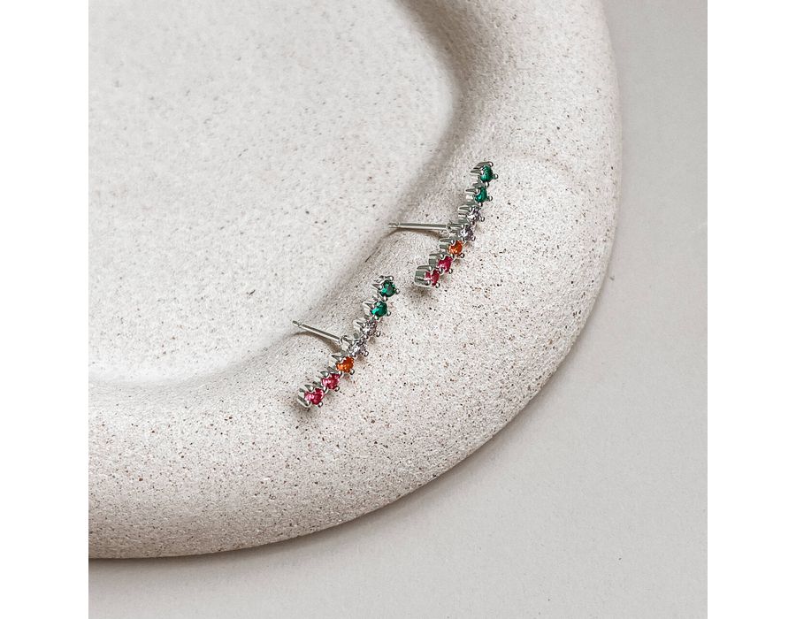 Brinco Palito Colorido Prata 925 - 8910 - MEDALS
