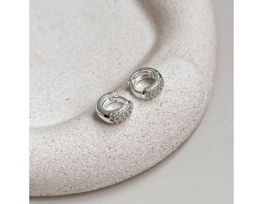 Brinco Argola Click Cravejada Prata 925 - 8914 - MEDALS