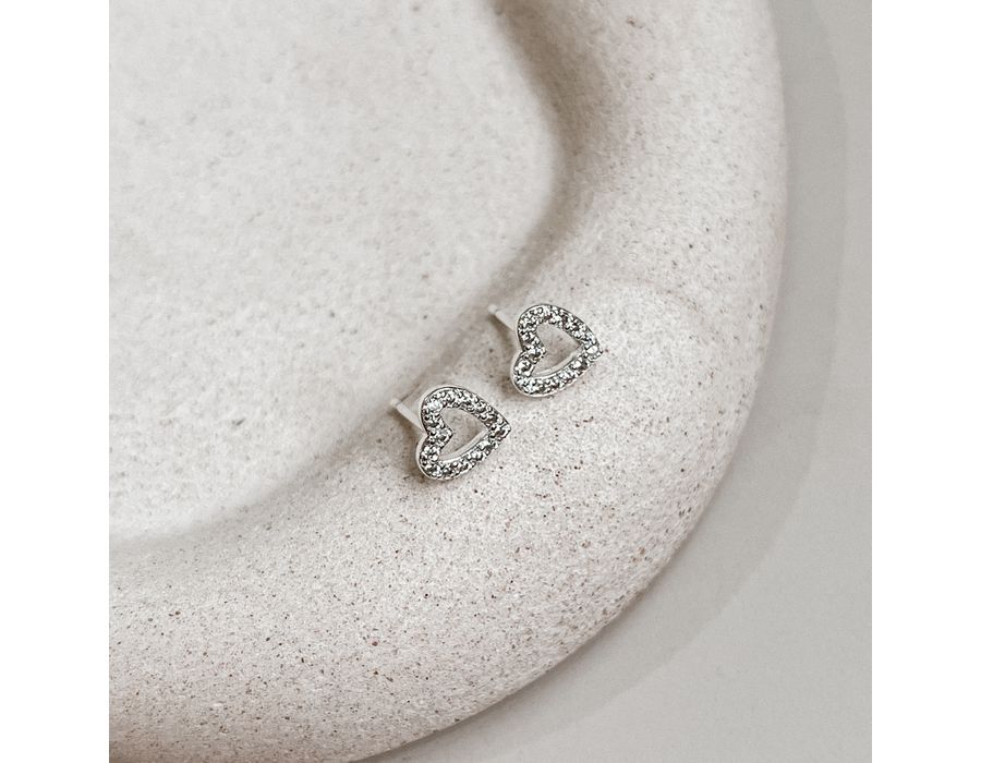 Brinco Coração Cravejado Prata 925 - 8916 - MEDALS