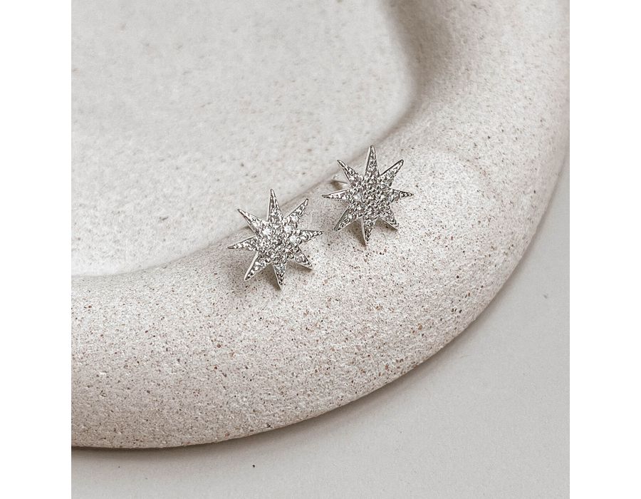 Brinco Estrela Cravejada Prata 925 - 8917 - MEDALS