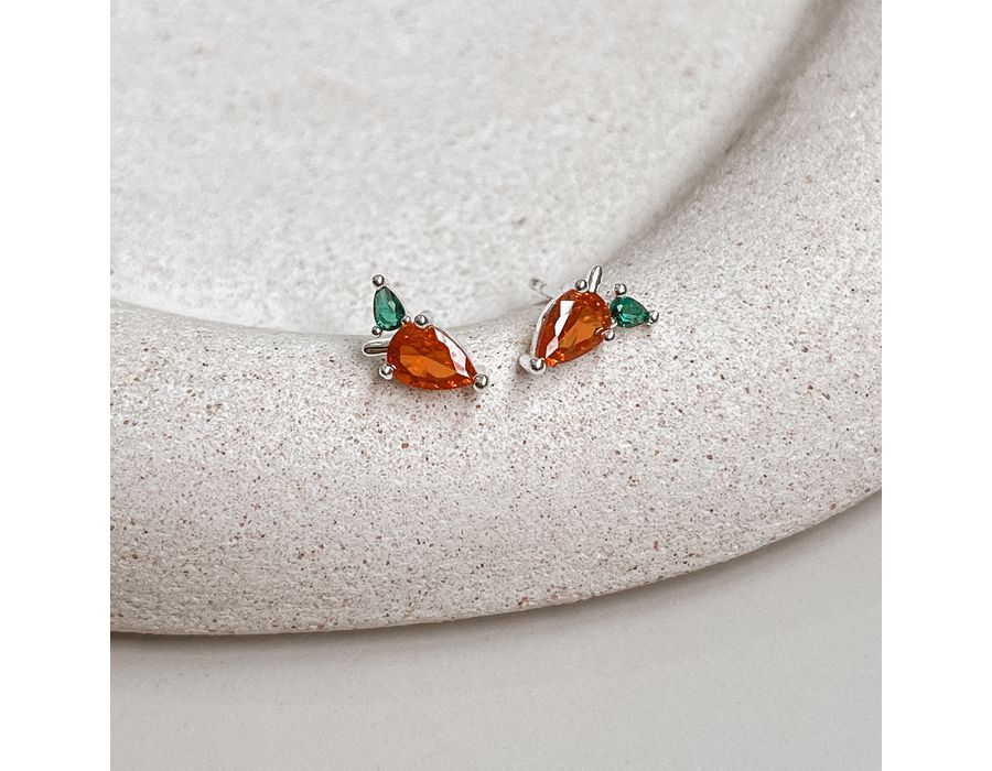 Brinco Pedra Zirconia Laranja e verde Prata 925 - ... - MEDALS