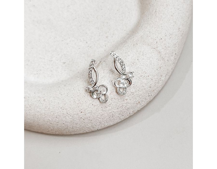 Brinco Flor Trançada Prata 925 - 8939 - MEDALS