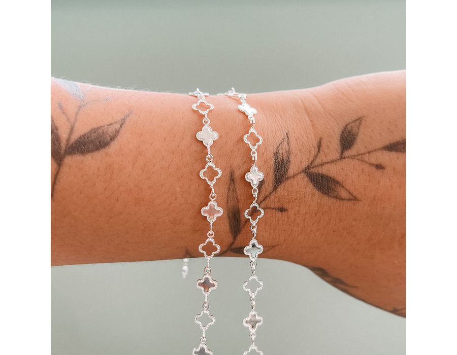 Pulseira Trevo Cravejado Prata 9225 - 8950 - MEDALS