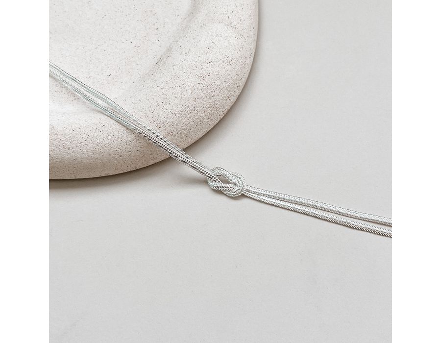 Pulseira Laminada 2 fios Trançada Prata 925 - 8954 - MEDALS