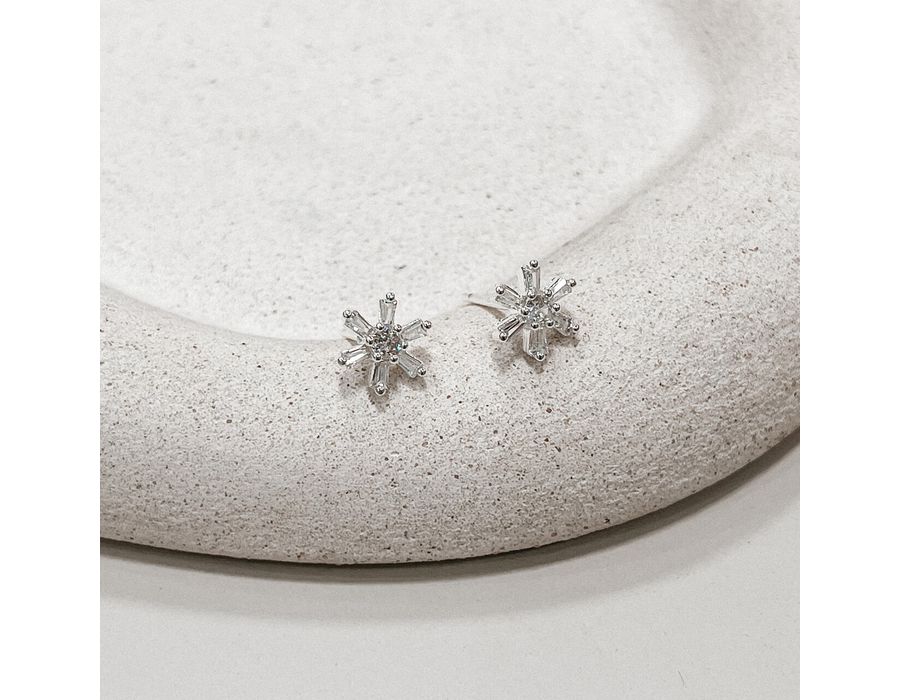 Brinco Flor Cravejado Prata 925 - 8976 - MEDALS