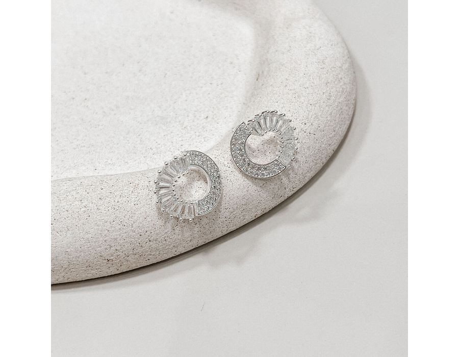 Brinco Isadora Cravejado Prata 925 - 8978 - MEDALS