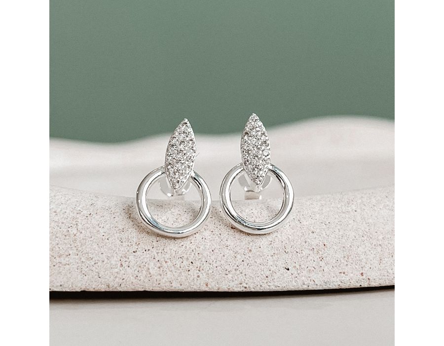 Brinco Circulo Navete Cristal 925 - 8334 - MEDALS