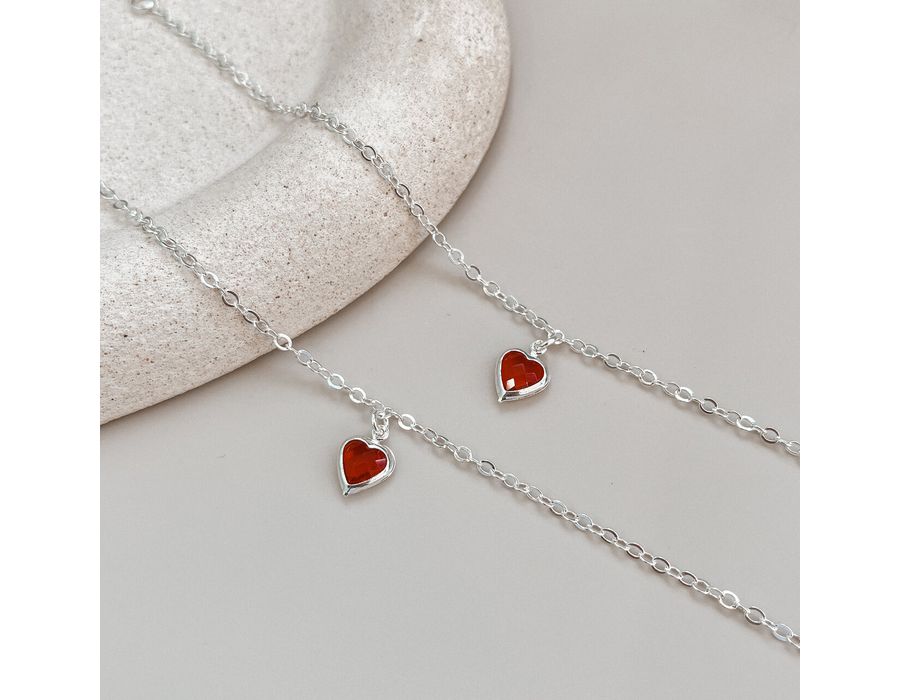 Pulseira Ponto De Luz Vermelho Coração Prata 925 -... - MEDALS