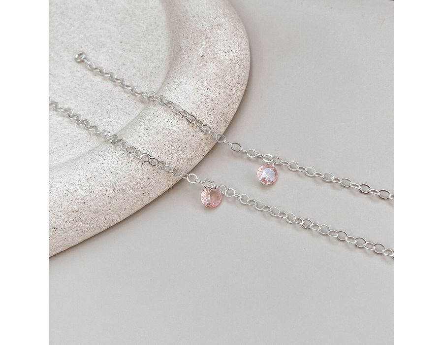 Pulseira Ponto De Luz Rosa Prata 925 - 8889 - MEDALS