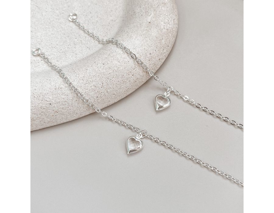 Pulseira Ponto De Luz Cristal Coração Prata 925 -... - MEDALS