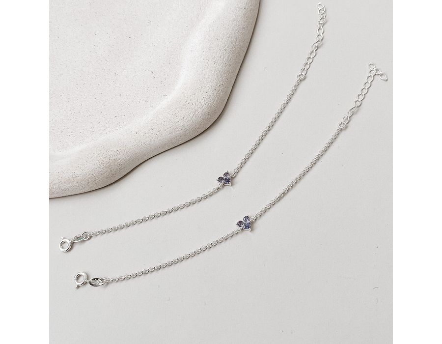 Pulseira Coração Lilás Prata 925 - 8426 - MEDALS