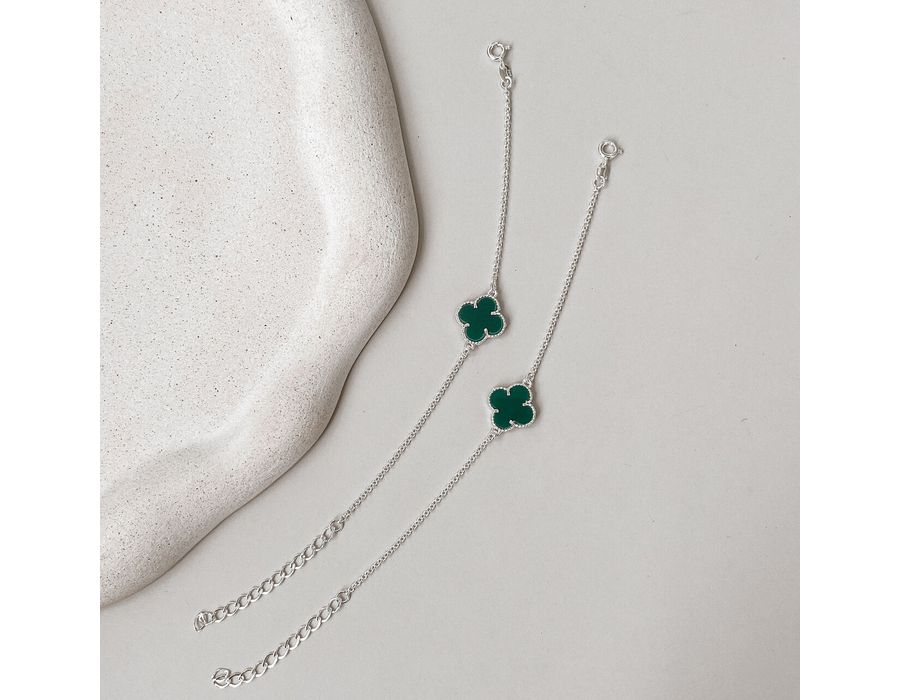 Pulseira Trevo Verde Prata 925 - 8430 - MEDALS
